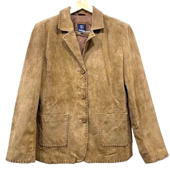 VINTAGE camel suede coastal cowgirl blazer size Large - Picture 3 of 12